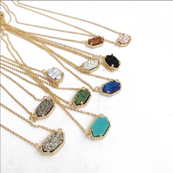 Dainty Drusy Minimalist Pendant Necklace - Picture 6 of 7